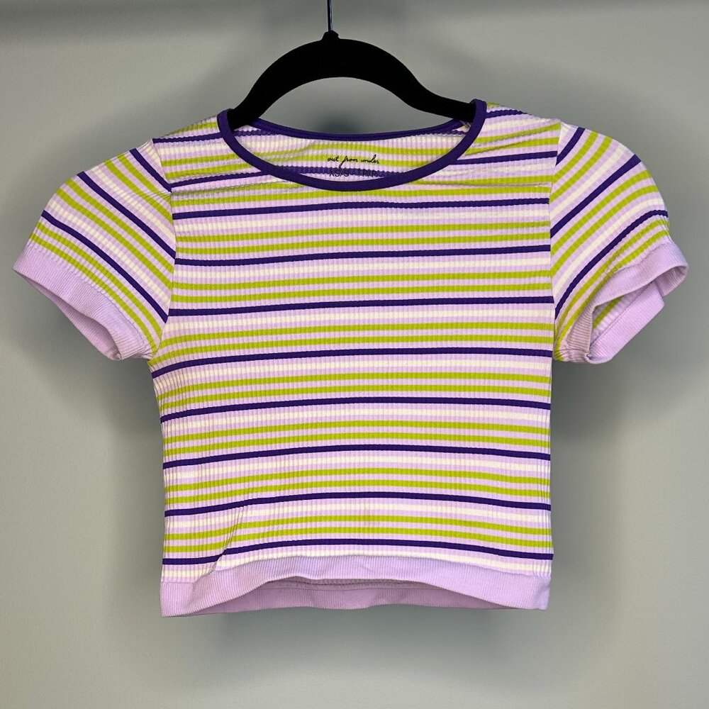 Urban Outfitters Out From Under Tight Short Sleeve Purple Green White Crop Top